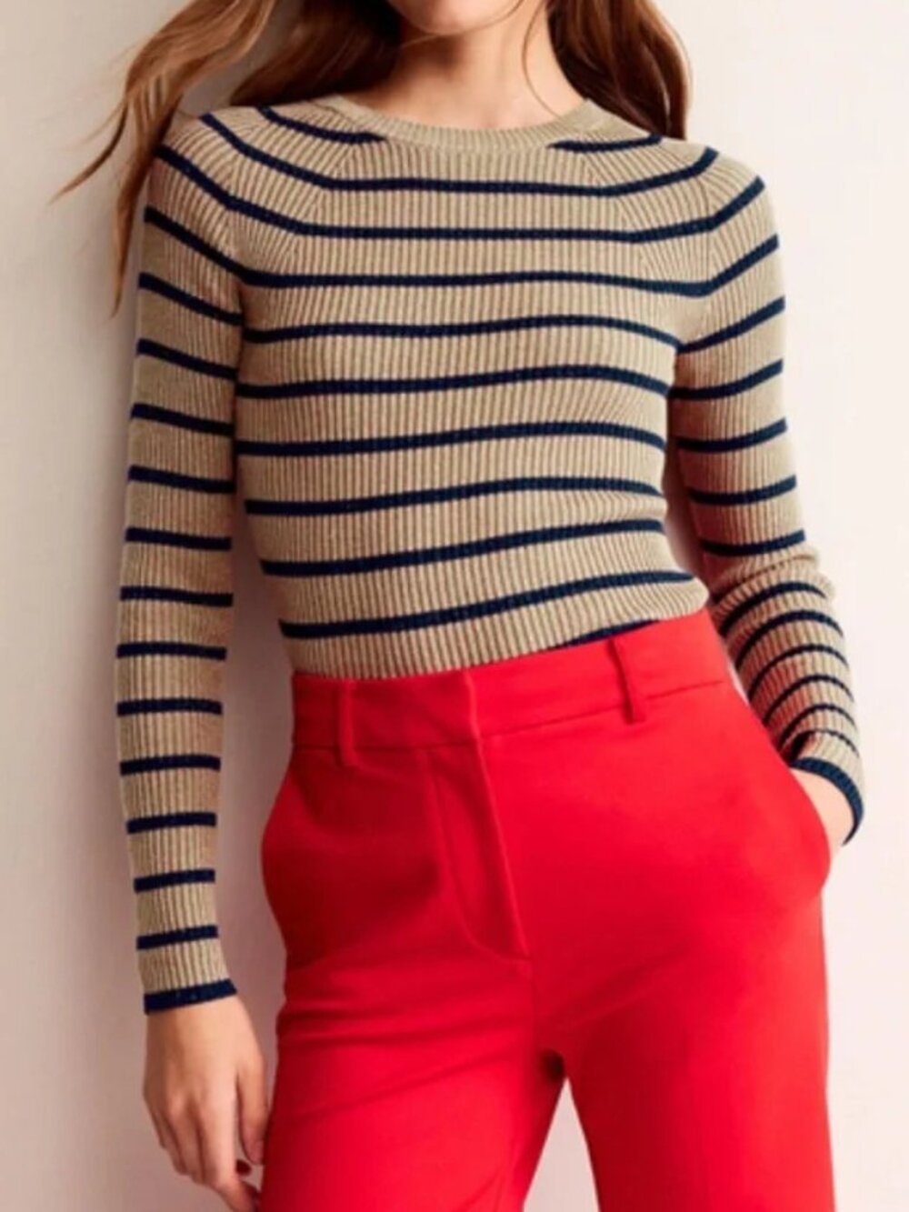 Boden Effie sparkle metallic striped sweater long sleeve